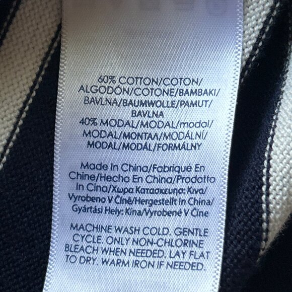 Chaps Striped Navy & White 3/4 Sleeve Knit Top Size M Cotton/Modal Blend - Picture 5 of 7